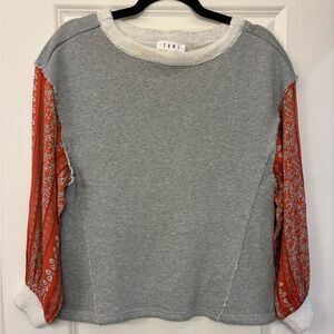 ANTHROPOLOGIE THML Long Sleeve Printed Sleeve Top Women’s Size XS